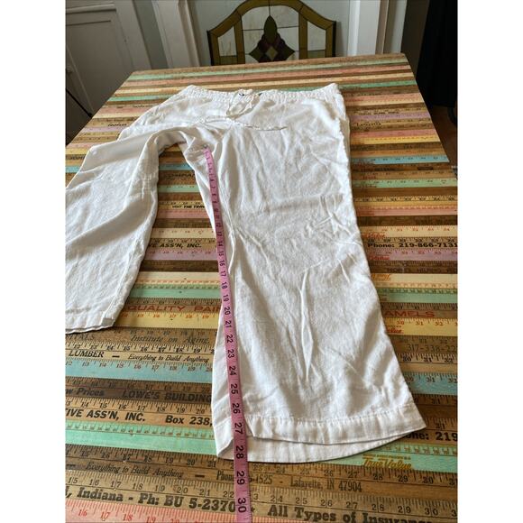 Per Se Pants XL Linen Blend White Wide Leg Elastic Waist Pull On Coastal Boho - Picture 6 of 9